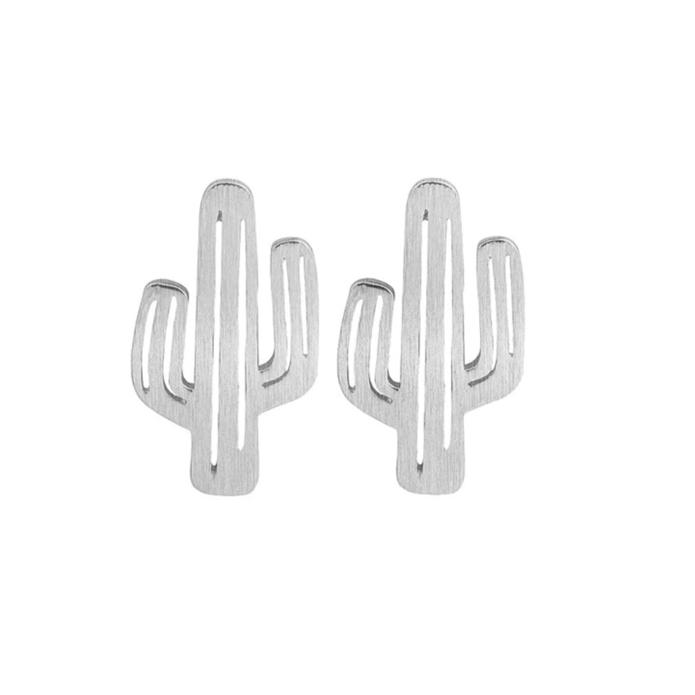 silver cactus earrings